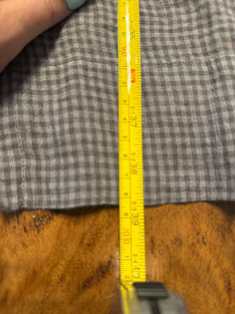 Eileen Fisher Gingham Check Short Sleeve Button-Down Shirt Dress Size Large - Picture 6 of 6